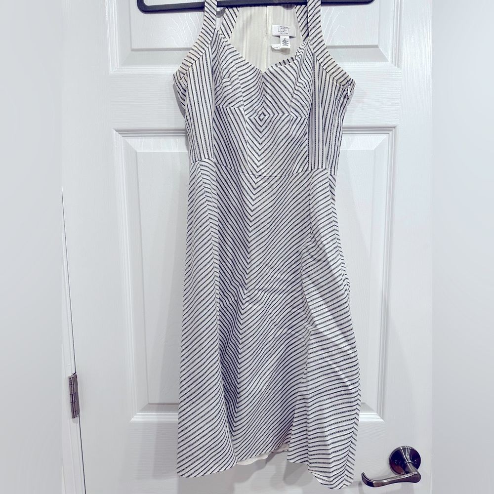 Ann Taylor Loft navy and white striped dress Size 4P